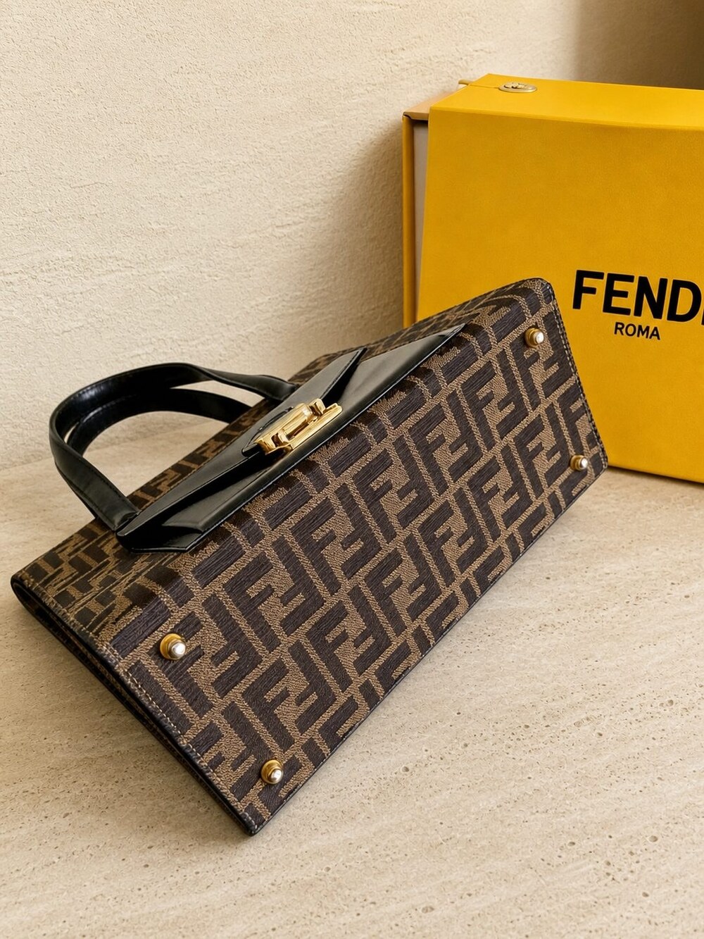 Fendi Vintage Zucca Canvas Flip Lock Tote Bag - Picture 5 of 6